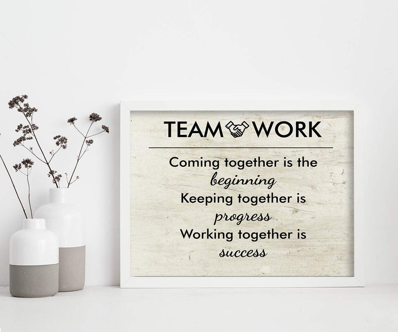 Paintio Teamwork Coming Together Is The Beginning Office Wall Art Decor Prints - Unframed 8x10 - Motivational Quotes Pictures for Office - Posters with Inspirational Sayings - Image 4